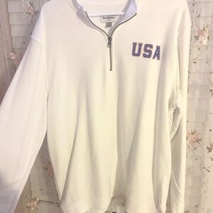 Goodfellow & Co White USA Quarter-Zip Pullover